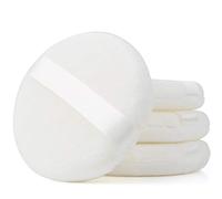 Teenitor 4 Pcs 4.13 inch Powder Puff For Body Powder Loose Powder, Ultra Soft Large Round Velour Smooth Apply Puff With Ribbon Band Handle White