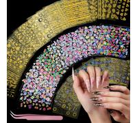 Teenitor 50 Sheets Nail Stickers for Nail Art, Star Nail Art Stickers for Gel Nails, Gold Nail Stickers for Kids