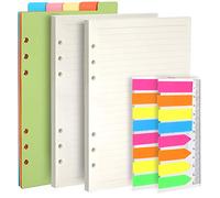 Teenitor A5 Planner Inserts - 90 Sheets Lined Paper, 5 Vertical Dividers, 320 Bright Neon Flags, 2 Packs Refill Pad With Index Tabs Sticky Labels