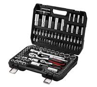 TEENO 108 Piece 1/4"&1/2" Drive Socket Set with Bits Set,72 Quick Release Ratchet Wrench,Chrome Vanadium,Satin Matte, CR-V Mechanic Tool Set for Car BicycleRepair&DlY