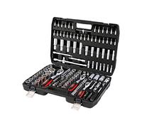 TEENO 172 Piece 1/4" 3/8" &1/2" Drive Socket Set with Bits Set, 72 Quick Release Ratchet Wrench Set,Chrome Vanadium,Satin Matte, CR-V Mechanic Tool Set for Car Bicycle Repair&DIY