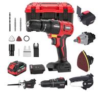 TEENO 20V Cordless Combination Kit, 8-in-1 Multi-Functional Cordless Tool with Case, Drill, Sabre Saw, Chainsaw, Impact Driver, Oscillating Tool, Sander with Accessories (8-IN-1)