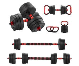 TEENO 6-in-1 Adjustable Dumbbell Set 20kg，Dumbbells, Barbell, Kettlebell handle, Push-Up Rack, for Home, Gym, School，Dumbbell Sets for Men/Women,Weights Set for Men/Women