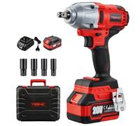 TEENO Brushless Impact Wrench,600N.m Cordless Lithium-Ion Impact Wrench 4.0Ah Battery,Carry Box for Car Home,4pcs Sockets