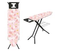 TEENO Folding Ironing Board, 122 x 38 cm Ironing Surface, Adjustable Height (71-91 cm), Silicone Iron Rest, Safety Lock, Anti-Skid Feet, Foldable for Home & Laundry Use(PINK)
