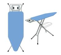 TEENO Ironing Board 120 x 45 cm,7 Height Adjustments Up To 92cm,For Steam Generator,Secure Locking,100% Cotton Cover,Universal for Home/Laundry (Blue)
