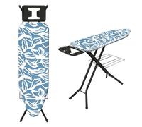 TEENO Ironing Board 122 x 38 cm,7 Height Adjustments Up To 92cm,For Steam Generator,Secure Locking,100% Cotton Cover,Universal for Home/Laundry (Blue pattern)