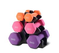 TEENO Neoprene Dumbbells Set of 6 with Rack, Water-Resistant Surface,1kg 2kg 3kg Weight Lifting Dumbbell Kit, Home Strength Training