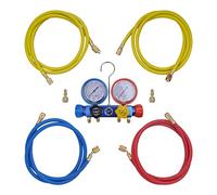Teenpull 4 Way Splitter Set with Aluminium Filling Valve and 4 Filling Hoses 60" Length Burst Pressure 4000 PSI Compatible with R134, R410a, R22, R407c Refrigerants