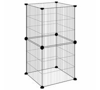 Teenpull 8-Piece Pet Cage Black 35 x 35 cm Steel, Rodent Cage and Guinea Pig Cage, Weatherproof Outdoor and Indoor Small Animal Hutch Compact with Run, Sturdy Rabbit Hutch and Housing