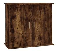 Teenpull Aquarium Stand Smoked Oak Wood Material 81 x 36 x 73 cm with Storage Space and Doors Compact Aquarium Cabinet Stable Modern for Living Room Office Bedroom Hallway
