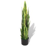 Teenpull Artificial Sansevieria Bow Hemp 90 cm Green with 30 Leaves and Real Wood Trunk, Plastic Pot, Easy Care Decorative Plant for Living Room, Office, Balcony, Bedroom, Indoor, Outdoor