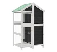 Teenpull Aviary Grey Solid Pine Wood 97 x 81 x 152 cm with Waterproof Roof, Spacious and Safe for Parrots Budgies Canary as Free Seat and Bird House