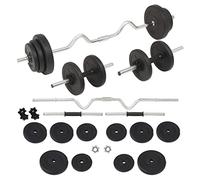 Teenpull Barbell and Dumbbell Set 30kg with Cement Discs and Steel Bars Adjustable for Strength Training, Muscle Building, Fitness, Home and Gym Workout, Includes Handle, Spinlock Lock