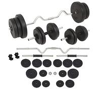 Teenpull Barbell and Dumbbell Set 60 kg with Cement Weight Plates, Steel Bars, Adjustable for Strength Training, Muscle Building, Fitness, Home Gym and Workout, Includes Spinlock Collars