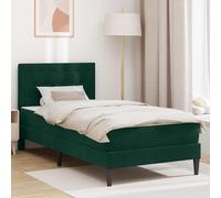 Teenpull Bed Frame with Mattress Dark Green 80 x 200 cm Velvet with Slatted Frame, Bed Pad, Sleeping Mat, Cold Foam, Pocket Spring, Bed Frame for Bedroom and Guest Room