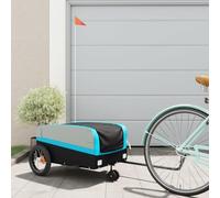 Teenpull Bicycle Trailer Black Blue Iron with 30 kg Load 122 x 53 x 53 cm with Drawbar Coupling and Safety Flag for Transport, Luggage, Excursions and Camping