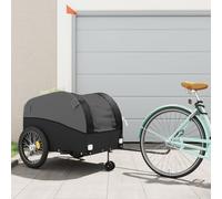 Teenpull Bicycle Trailer Black Made of Durable Iron with 45 kg Load Capacity, 133 x 68 x 68 cm, Includes Safety Flag, Drawbar and Sturdy Wheel for Transport, Shopping, Camping and Trips