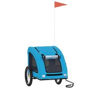 Teenpull Bicycle Trailer Dog Blue Oxford Cloth Iron Folding Mesh Breathable Compact Transport Trolley for Outing, City and Outdoor, Max 45kg Load Capacity