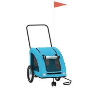 Teenpull Bicycle Trailer Dog Blue Oxford Fabric and Durable Iron Frame, Foldable and Agile with Mesh Mesh Windows for Travel, Veterinarian Visit, Holiday, Transport up to 45 kg