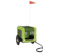 Teenpull Bicycle Trailer Dog Green Black with Oxford Fabric and Iron Frame, Foldable, Durable, with Mesh Windows, Weatherproof, Space-saving, Ideal for Travel and Veterinary Visits