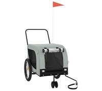 Teenpull Bicycle Trailer Dog Grey Black Oxford Fabric and Iron, Foldable, Compact with Mesh, Breathable, Lightweight Transport Trolley for Pets, Travel, Excursions and City Walks