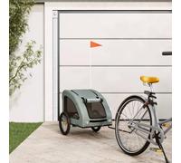 Teenpull Bicycle Trailer Dog Grey Oxford Fabric with Iron Frame Foldable, Foldable and Breathable for Outdoor Travel and City Walks, Lightweight Transport Trolley with Mesh Fabric and Reflectors