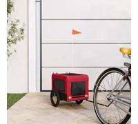 Teenpull Bicycle Trailer Dog Red and Black Oxford Fabric with Durable Iron Frame 54.5 x 120 x 53 cm Foldable Smooth Running Ideal for Travel, Hiking, Veterinary Visit and Holiday