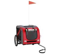 Teenpull Bicycle Trailer Dog Red Grey Oxford Fabric Iron Mesh Folding Compact Breathable Lightweight Max 45kg Load Capacity Ideal for Outing, Travel, City and Outdoor