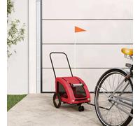 Teenpull Bicycle Trailer Dog Red Oxford Fabric with Iron Frame, Foldable and Durable, Waterproof, Smooth with Mesh, Ideal for Travel, Hiking, Veterinarian Visit and Holidays