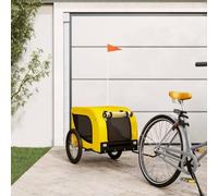 Teenpull Bicycle Trailer Dog Yellow Black Oxford Fabric with Robust Iron Frame 133 x 69 x 73.5 cm, Foldable, Waterproof, Manoeuvrable for Travel, Veterinarian Visit, Holiday and Hiking