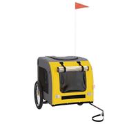 Teenpull Bicycle Trailer Dog Yellow Grey Oxford Fabric Iron Foldable with Breathable Mesh 69 x 133.5 x 73.5 cm Foldable Ideal for Outing, Travel, City and Outdoor