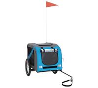 Teenpull Bicycle Trailer Dogs Blue and Grey Oxford Fabric Iron with Metal Frame Foldable Robust Manoeuvrable Smooth Running Space Saving for Travel and Holiday