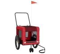 Teenpull Bicycle Trailer Dogs Red Black Oxford Fabric and Iron Robust Metal Frame Foldable Smooth for Travel Hiking Holiday with Mesh and Waterproof Roof