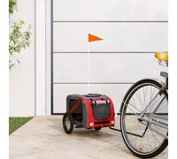 Teenpull Bicycle Trailer Dogs Red Grey Oxford Fabric with Iron Frame 124 x 53 x 53 cm Foldable Flexible Robust for Travel, Hiking, Veterinary Visit and Holidays