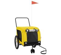 Teenpull Bicycle Trailer Dogs Yellow Black Oxford Fabric and Iron Foldable Compact Breathable with Mesh 45kg Load Capacity Ideal for City Trips and Outdoor Transport