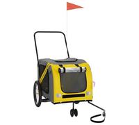 Teenpull Bicycle Trailer Dogs Yellow Grey Oxford Fabric and Iron Robust Foldable with Mesh Fabric for Outdoor Trips City and Travel Compact Lightweight Breathable
