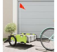 Teenpull Bicycle Trailer, Green, Oxford Fabric and Powder-Coated Iron, 126 x 63 x 36 cm, 45 kg Load Capacity, with Reflectors and Drawbar for Transport, Camping, Trips and Shopping