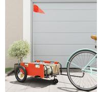 Teenpull Bicycle Trailer Made of Durable Powder Coated Iron with Orange Oxford Fabric, 123 x 52.5 x 33 cm, 30 kg Load Capacity, with Reflector and Drawbar for Transport, Excursion, Camping