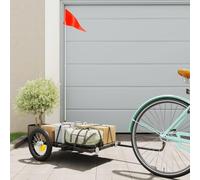 Teenpull Bicycle trailer made of powder-coated iron, black, 122 x 53 x 28 cm, with drawbar and safety flag, robust load trailer for transport, luggage, camping, excursion, tour, travel