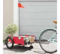 Teenpull Bicycle Trailer Red Oxford Fabric and Powder Coated Iron 124 x 64.5 x 36 cm with Large Tyres, Reflector, Drawbar and Storage Space for Luggage, Transport, Trips and Camping