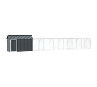 Teenpull Bird Cage Anthracite Galvanised Steel 821.5 x 111 x 142 cm Large Outdoor Aviary with Spacious Outdoor Seat and Safe Playground Suitable for Budgies and Canary Cage