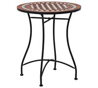 Teenpull Bistro Table Mosaic Ceramic Brown 60 cm, Garden Table, Balcony Table, Side Table with Powder-Coated Iron Frame, Space-Saving for Patio, Garden, Porch, Stable and Easy to Clean
