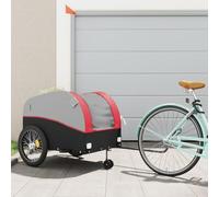 Teenpull Black and Red Iron Bicycle Trailer with 45kg Load Capacity, 133 x 68 x 68 cm, Includes Safety Flag, Drawbar and Durable Oxford Fabric for Luggage, Transport and Tour