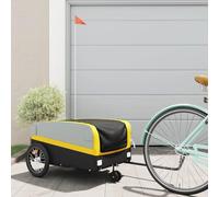 Teenpull Black and Yellow Iron Bicycle Trailer with 45 kg Load Capacity, 138 x 69 x 58 cm, Drawbar and Safety Flag, Heavy Duty Cargo Trailer for Transport, Luggage, Shopping and Trips