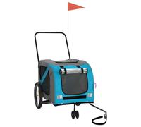 Teenpull Blue and Grey Dog Bicycle Trailer with Oxford Fabric and Iron Frame, Foldable, Durable, Smooth, Waterproof, with Mesh Window, Ideal for Travel, Hiking, Veterinary Visit