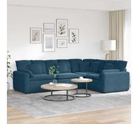 Teenpull Blue Velvet Modular Sofa Set with Cushions, 4-Piece Sofa System with Armrests, Corner Element, Middle Section, 317 x 217 x 64 cm, Metal Frame, for Living Room Relaxing