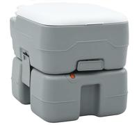 Teenpull Camping Toilet Grey and White Portable Polyethylene 41.5 x 36.5 x 37.5 cm with Rotating Drain Funnel and T-type Flush Nozzle Ideal for Outdoor, Camping, Motorhome, Festival, Caravan