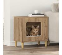 Teenpull Cat House Craft Oak Wood Material 51 x 30 x 52 cm Indoor Cat Furniture Modern Compact Stable Durable Retreat for Claw Care and Play