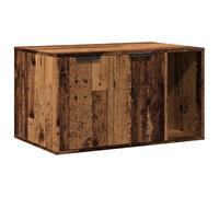 Teenpull Cat Litter Tray Old Wood Look Wood Material 80 x 50 x 45 cm with Two Entrances, Cat Tree Scratching Barrel, Scratching Furniture Cat Furniture for Climbing, Claw Care and Space-Saving Home